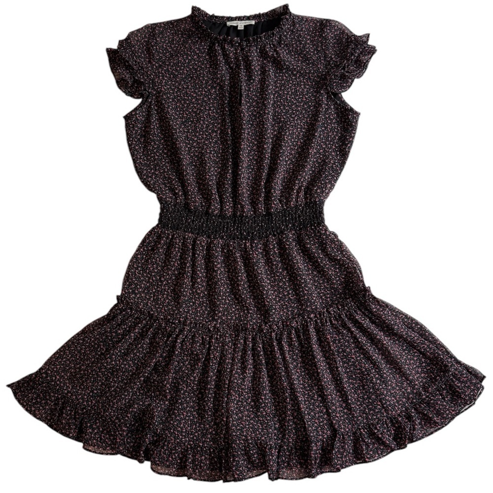 Rebecca Minkoff Floral Ruffled Mini Dress Sz Small S Feminine Modest‎ Romantic